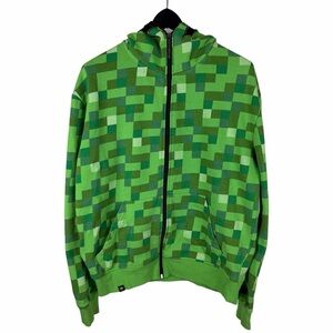 Vintage 2000s JINX Minecraft Gaming Creeper Full Zip Promo Hoodie Size M